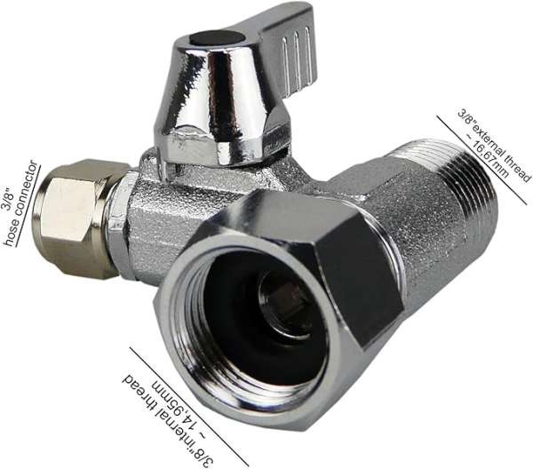 Vanne d'Arrêt Adaptateur en T 3/8"x3/8"x3/8" – Image 3